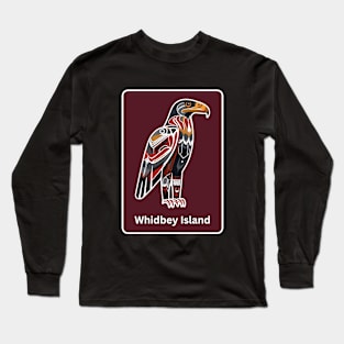 Whidbey Island Native American Indian American Red Background Eagle Hawk Haida Long Sleeve T-Shirt